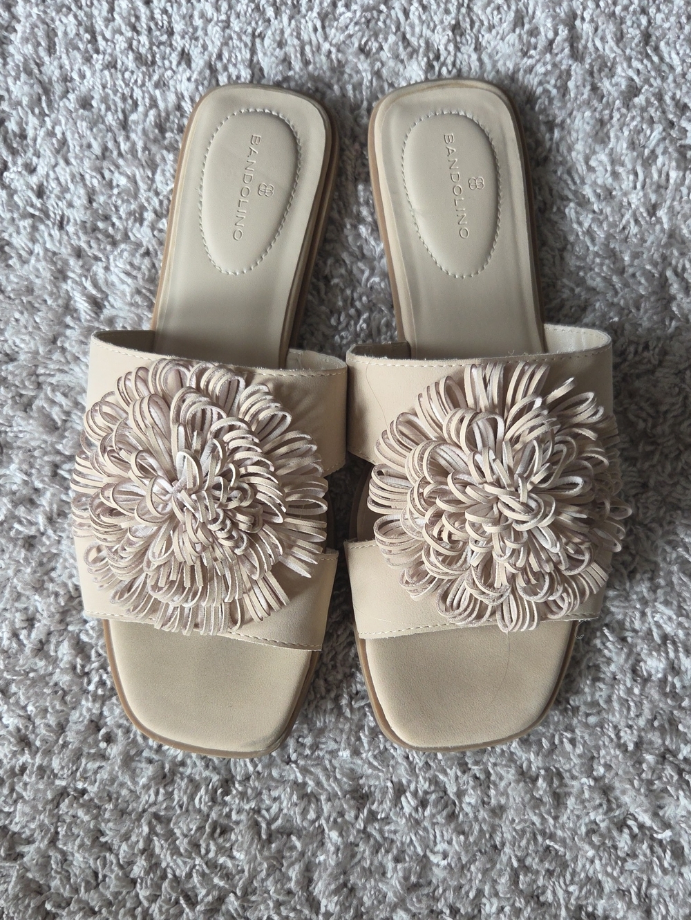 Bandolino Cream Floral Applique Slide Mules
